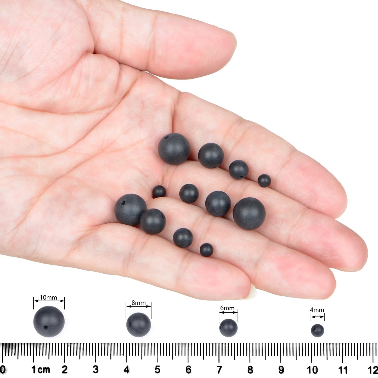 AD Beads Natural Gemstone Round Loose Beads 15" for Bracelet Necklace Earrings Jwelery Making Crafts DIY (4mm, Matte Black Onyx)