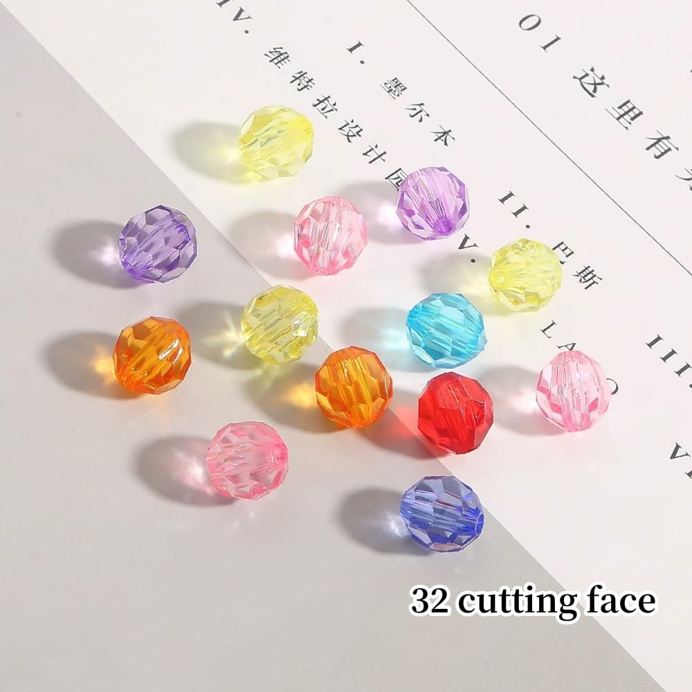 YUEXIGO 100pcs 12mm Acrylic Round Faceted Beads for Crafts Faceted Spacer Beads for Sewing Crafts Decoration Necklaces Bracelets Earrings Jewelry Making(Rose Red)