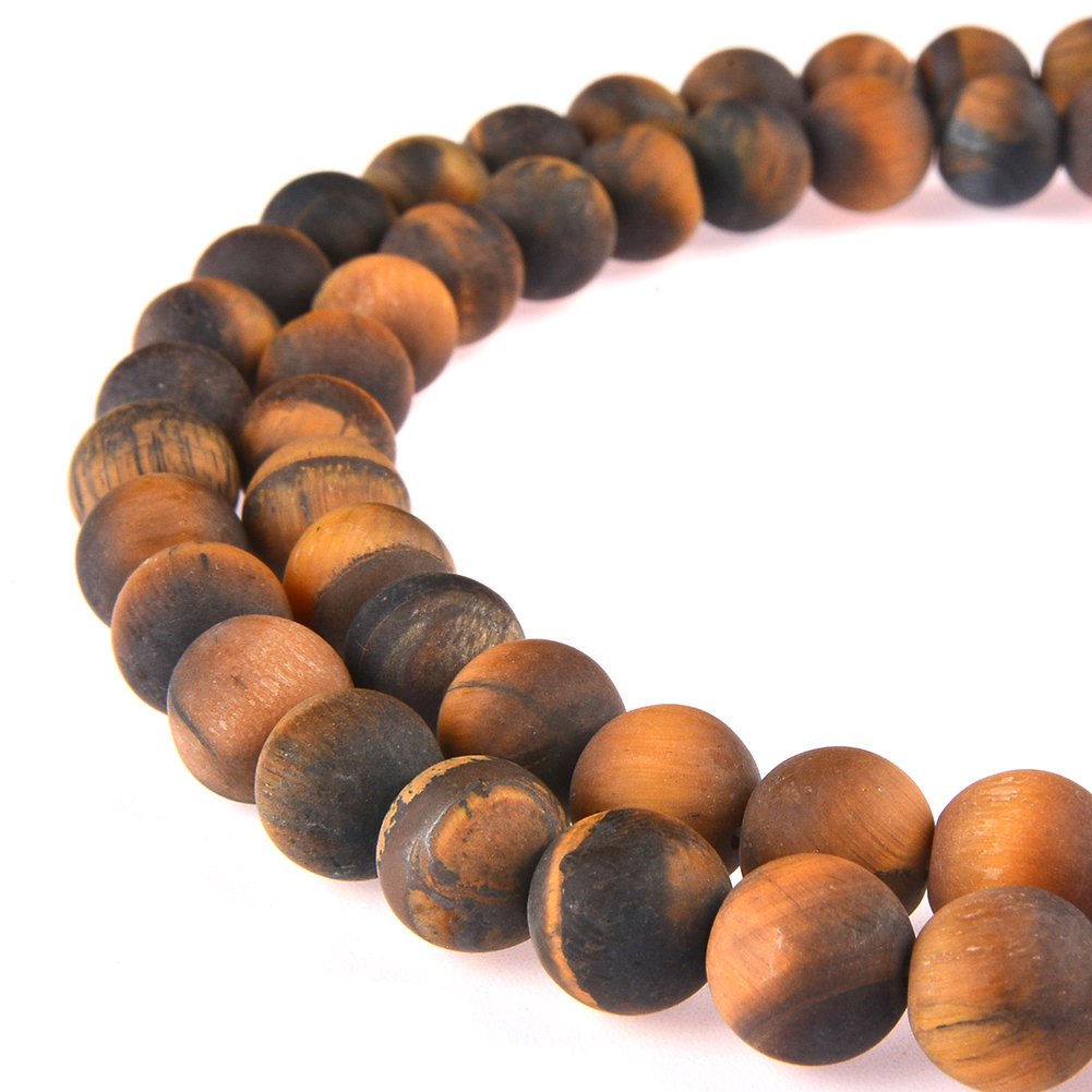 PLTbeads Natural Gemstone Loose Beads Matte Approxi 15.5 inch DIY Bracelet Necklace for Jewelry Making (6mm, Matte Yellow Tiger Eye)