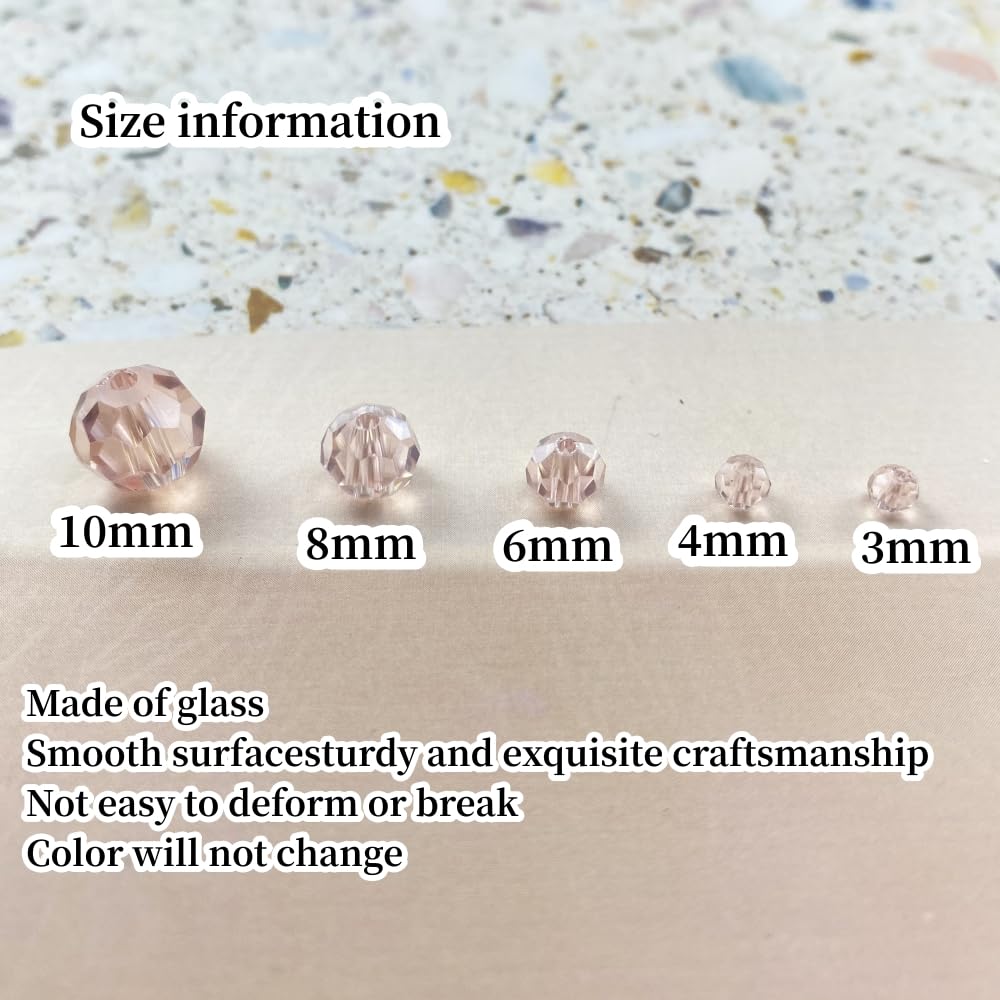 Xinhongo Crystal Glass Beads 200 Pieces 6mm Round Faceted Glass Spacer Beads for Jewelry Making Bracelet Earring Necklace DIY Craft Supplies(Pink AB)