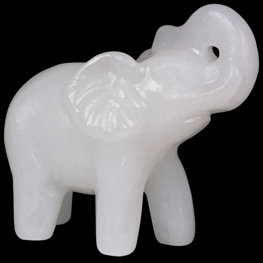 Hguxmcu 2 Inch White Jade Crystal Elephant Sculpture Handcrafted Healing Stone Animal Figurine Spiritual Home Decor Lucky Charm Gift for Wealth Success Positive Energy and Meditation Lovers