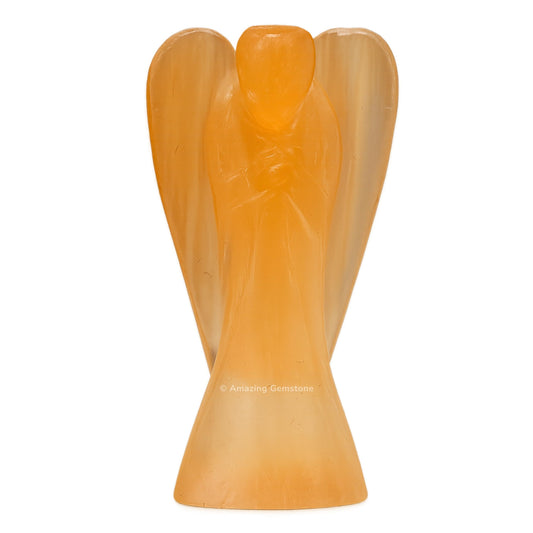 Amazing Gemstone Orange Selenite Angel - Orange Selenite Crystal Angel and Pocket Guardian Angel Crystal Figurines (3 inches)