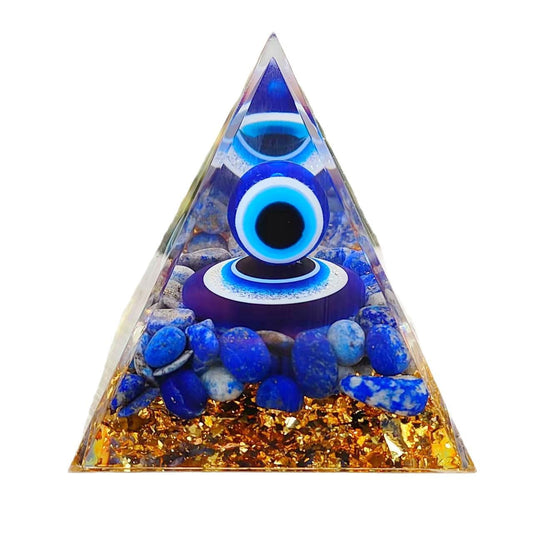 ycyingcheng Moonstone Crystal Orgone Pyramid Ogan Crystal Energy Tower, Nature Reiki Chakra Crushed Stone Jewelry, Crystal Pyramid for Home Decor (Lapis Lazuli)