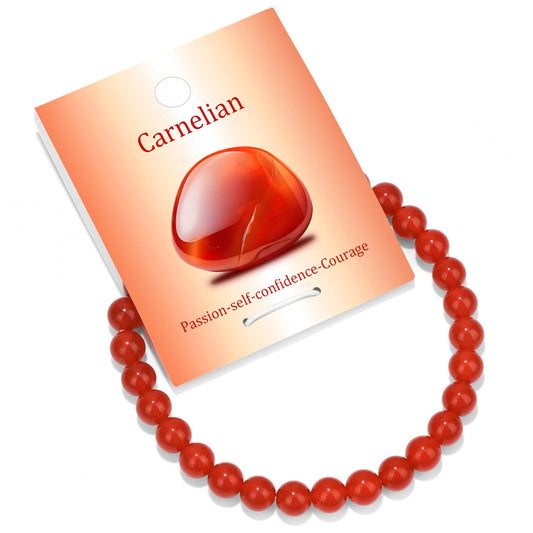 Vinswet Healing Crystal Bracelets for Women Men 6mm Carnelian Natural Stone Beaded Stretch Bracelet Handmade Gemstone Reiki Spiritual Jewelry Gifts