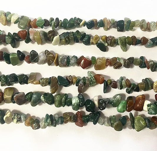 HAAMIIQII 5-8mm Natural Indian Agate Chips Beads Irregular Chip Stones Loose Gemstone Beads Energy Healing Beads for Jewelry Making Strand 30 Inch