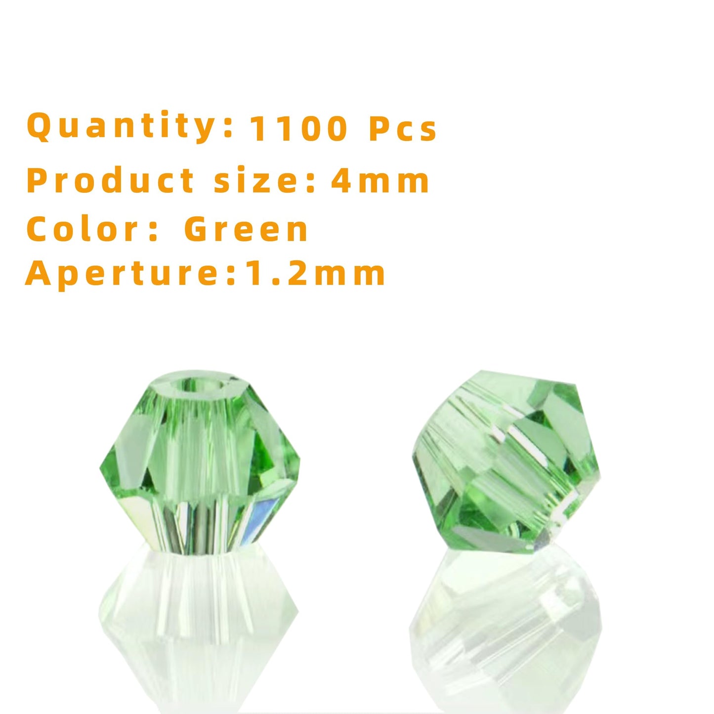 Laopottbeads 1100PCS 4mm Bicone Crystal Glass Beads for Jewelry Making, Sparkling Mini Beads for Suncatchers, DIY Bracelets & Craft Projects (Green)