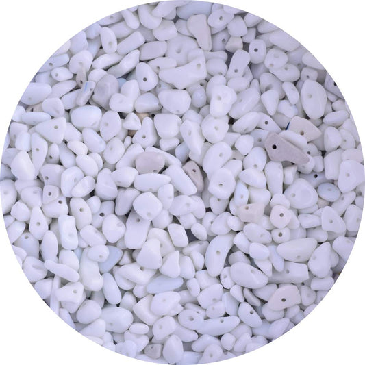 Natural Chip Stone Beads 5-8mm Ceramic Whiteware 400 Pieces Irregular Gemstones Healing Crystal Loose Rocks Bead Hole Drilled DIY for Bracelet Jewelry Making Crafting (5-8mm, Ceramic Whiteware Stone)