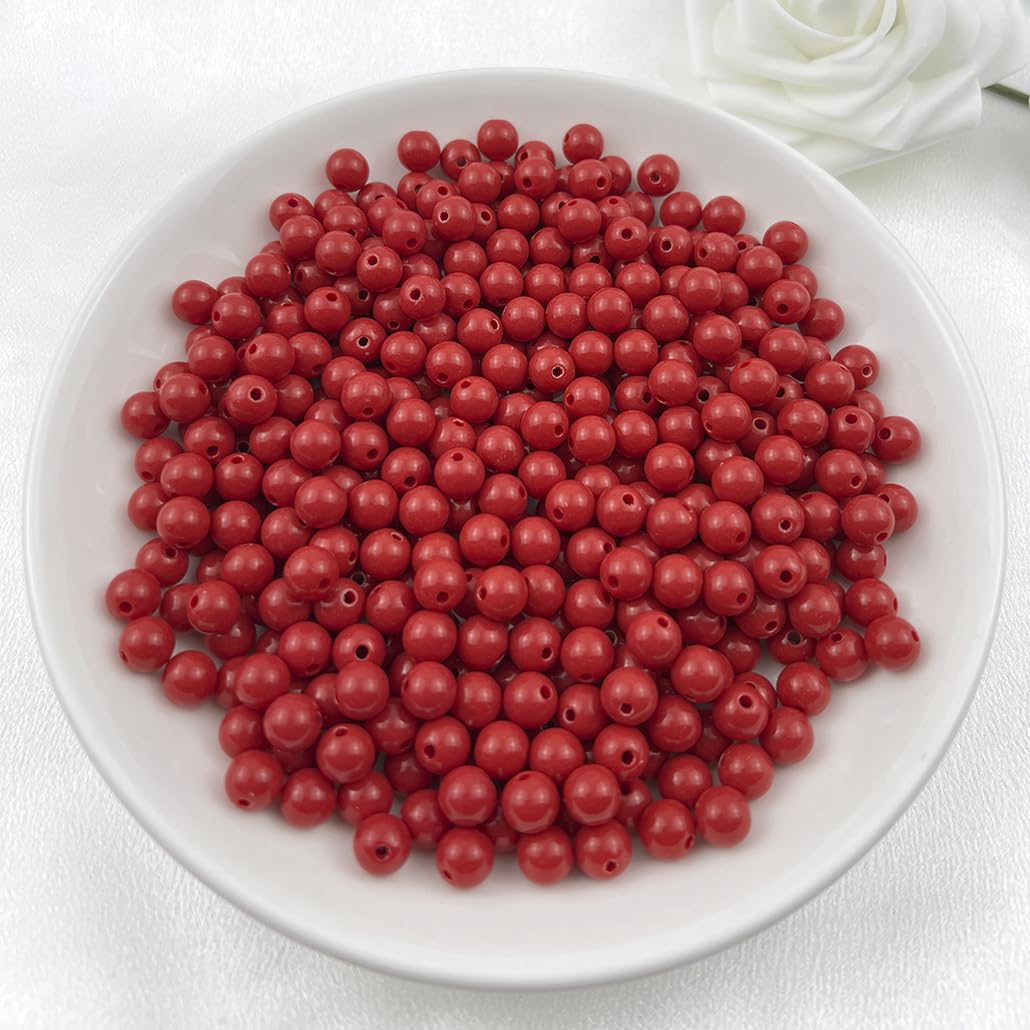 Mulutoo 120Pieces 12MM Acrylic Round Beads Round Acrylic Balls Chunky Beads Smooth Spacer Plastic Pastel Beads Craft Beads for Necklace and Bracelet Making Crafting Supplies(184-bright red)