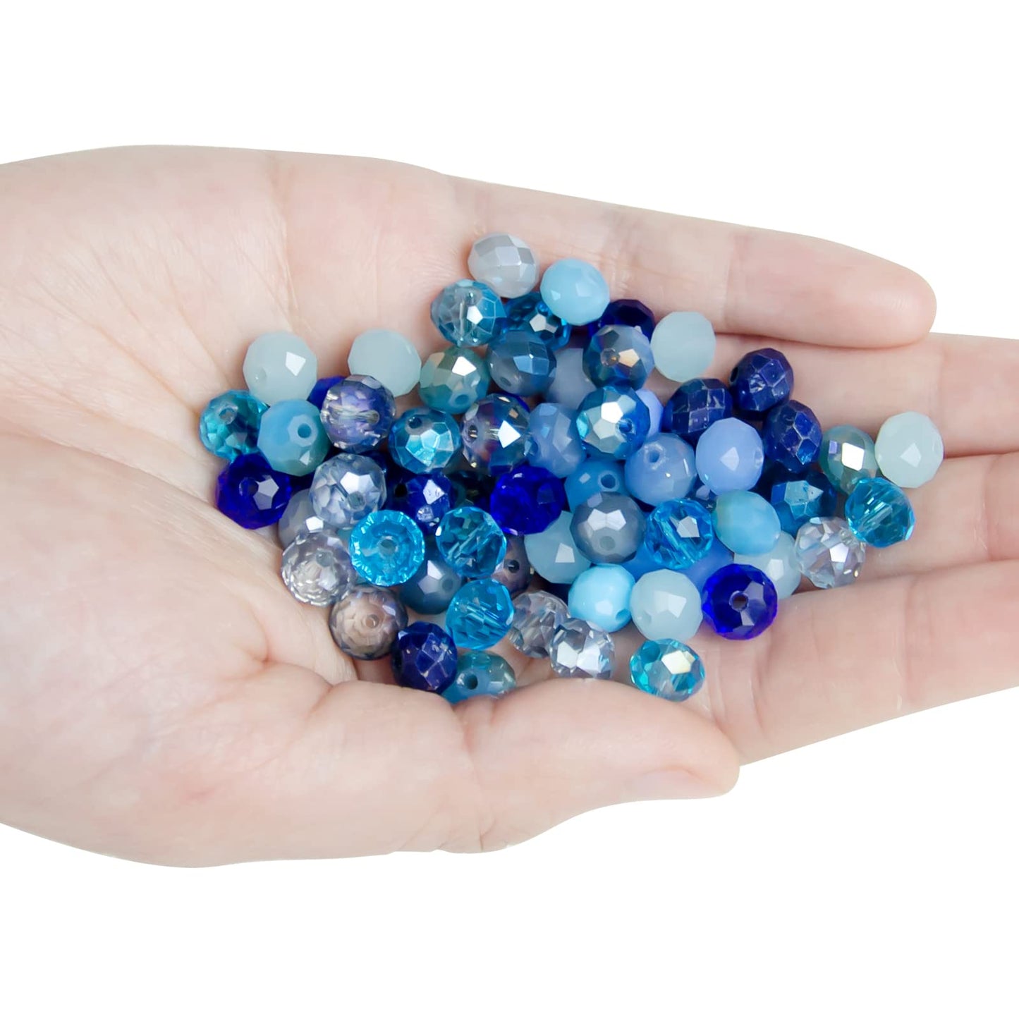 Niziky 200PCS Crystal Glass Beads for Jewelry Making, 6mm Multicolor Blue Faceted Rondelle Glass Beads with Hole, Glass Crystal Briolette Spacer Beads for Jewelry Bracrlet Making Crafts Projects