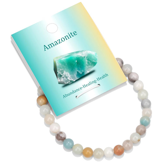 Vinswet Healing Crystal Bracelets for Women Men 6mm Amazonite Natural Stone Beaded Stretch Bracelet Handmade Gemstone Reiki Spiritual Jewelry Gifts