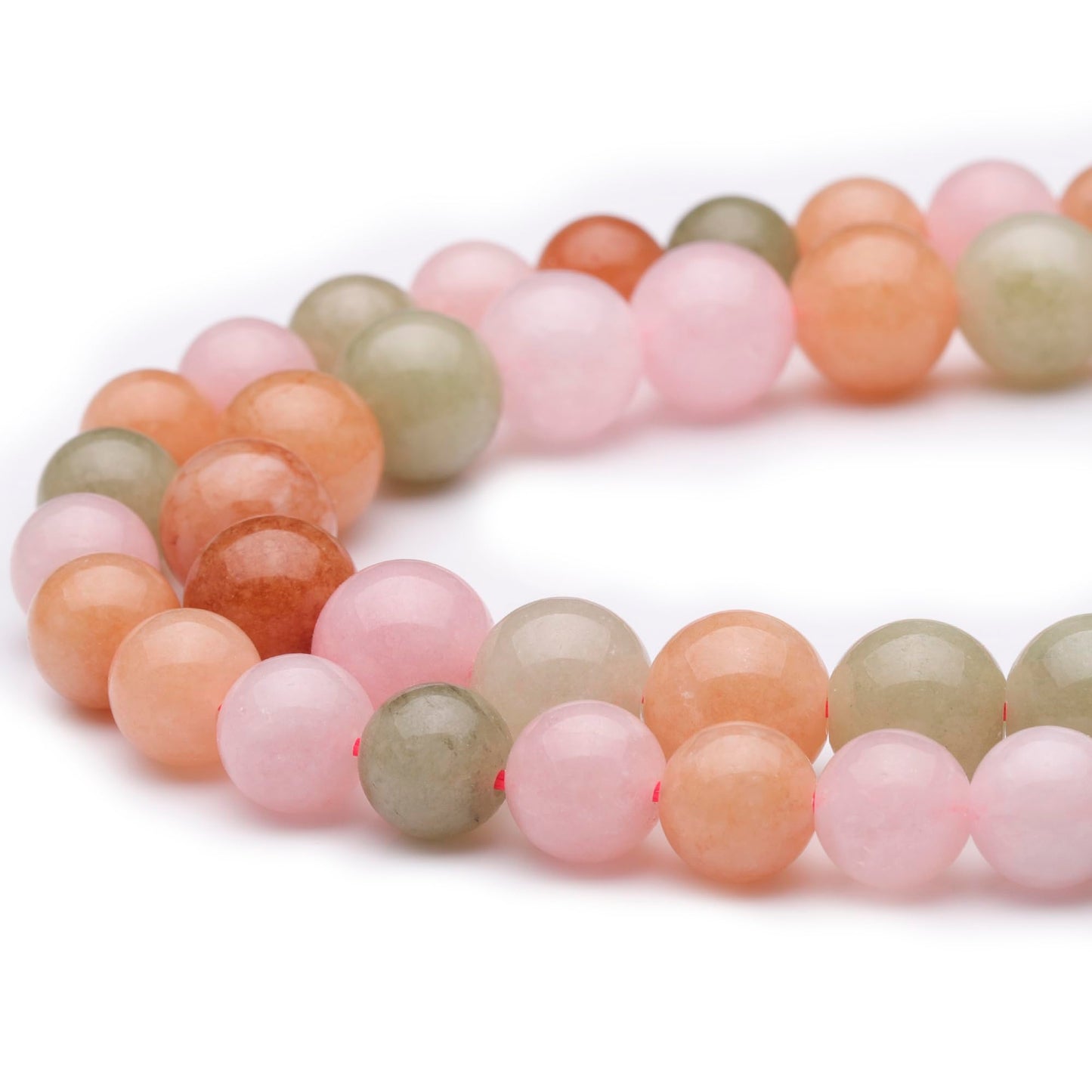 Youngbling Natural Gemstone Beads for Jewelry Making,10mm Colorful Flower Jade Polished Round Smooth Stone Beads for Bracelet Necklace 15 Inch