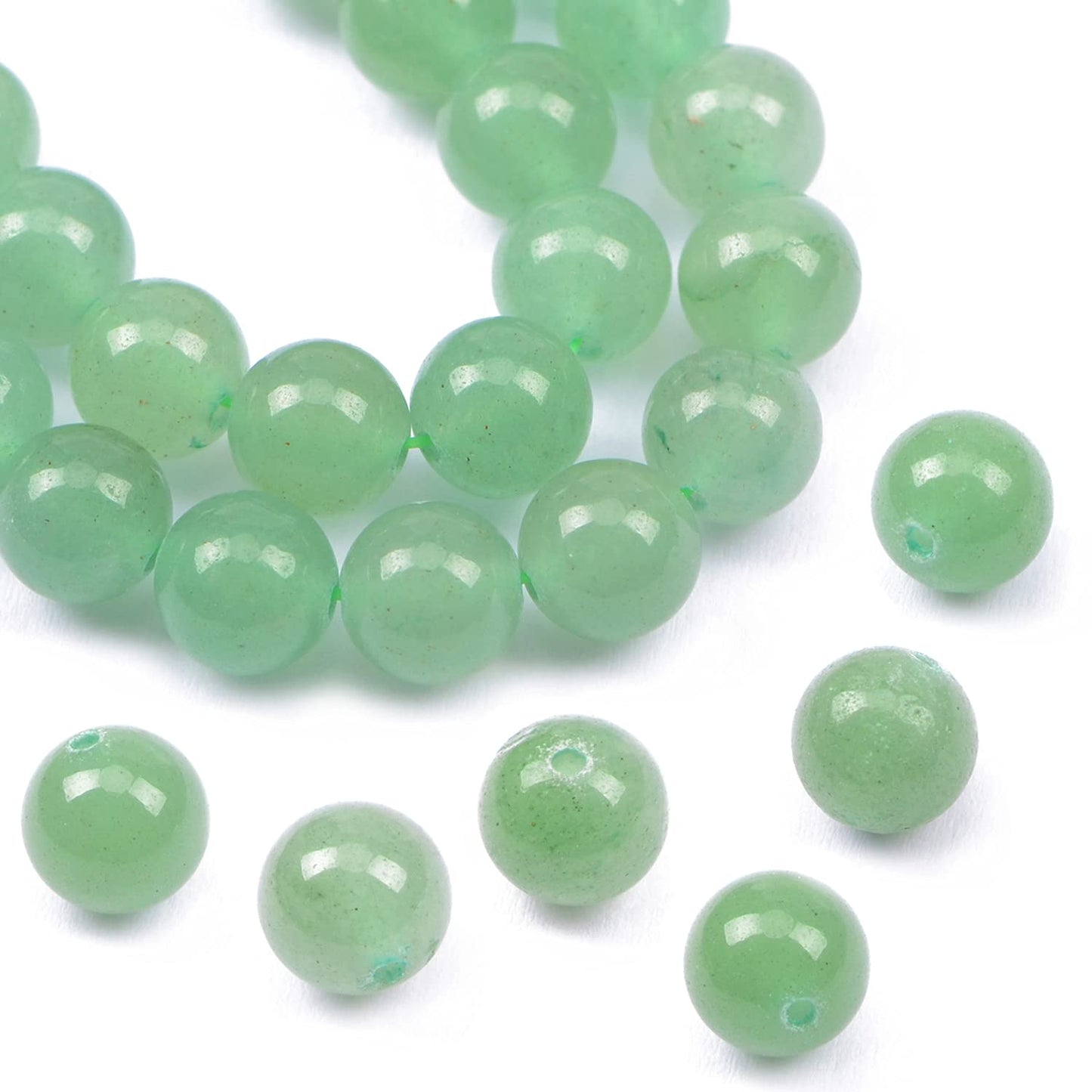 AD Beads Natural Gemstone Round Loose Beads 15" for Bracelet Necklace Earrings Jwelery Making Crafts DIY (8mm, Green Aventurine)