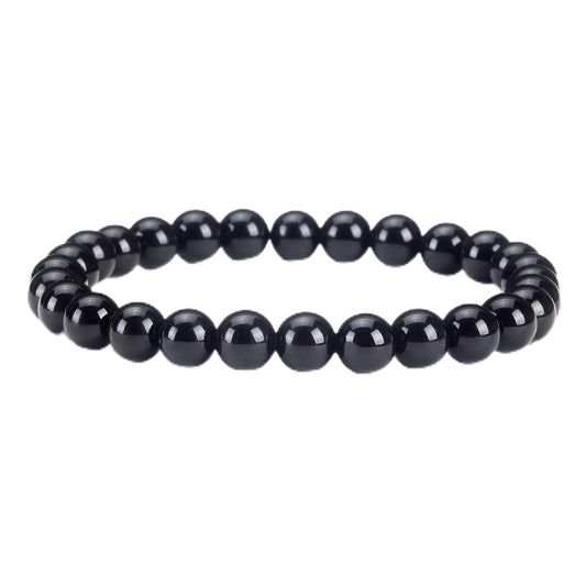 Cherry Tree Collection - Small, Medium, Large Sizes - Gemstone Beaded Bracelets For Women and Men - 6mm Round Beads (Black Agate - Medium)
