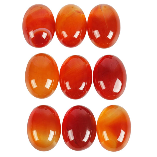 Casaper Natural Carnelian Oval Cabochons Beads for Jewelry Making, Polished Cab Flat Back Cab Stone Crafts, 13x18mm, Pack of 10