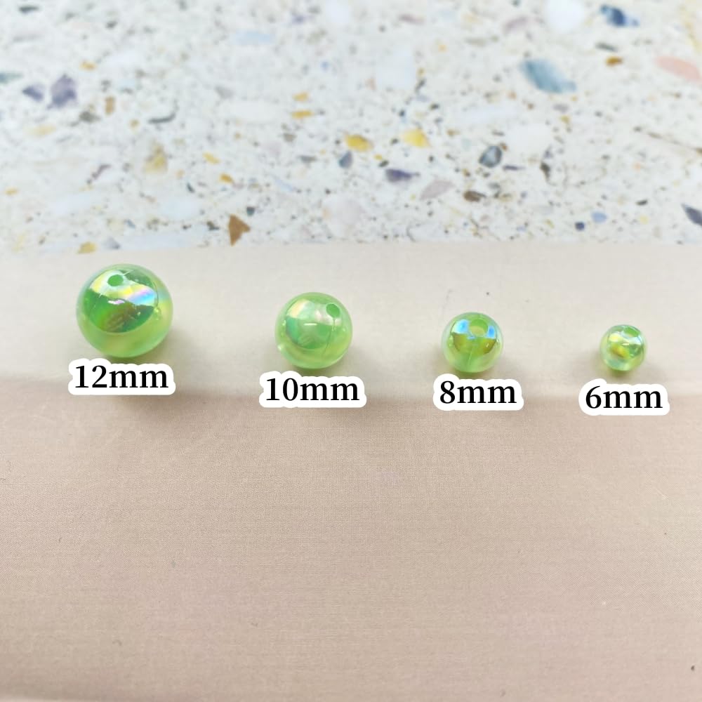 1000pcs Acrylic Round Beads 6mm AB Colors Craft Beads Round Spacer Beads with Holes for Earring Bracelet Necklace Key Chains Jewelry Making(Green AB)