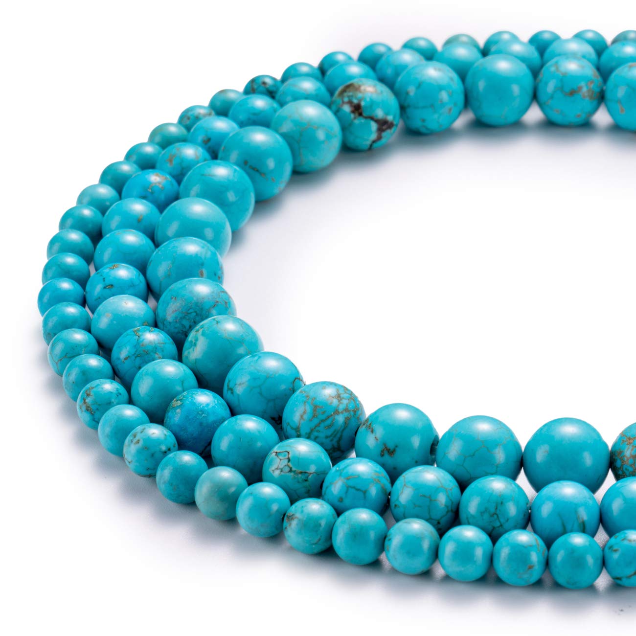 BEADIA Natural Blue Turquoise Stone Round Loose Semi Gemstone Beads for Jewelry Making 8MM 44PCS