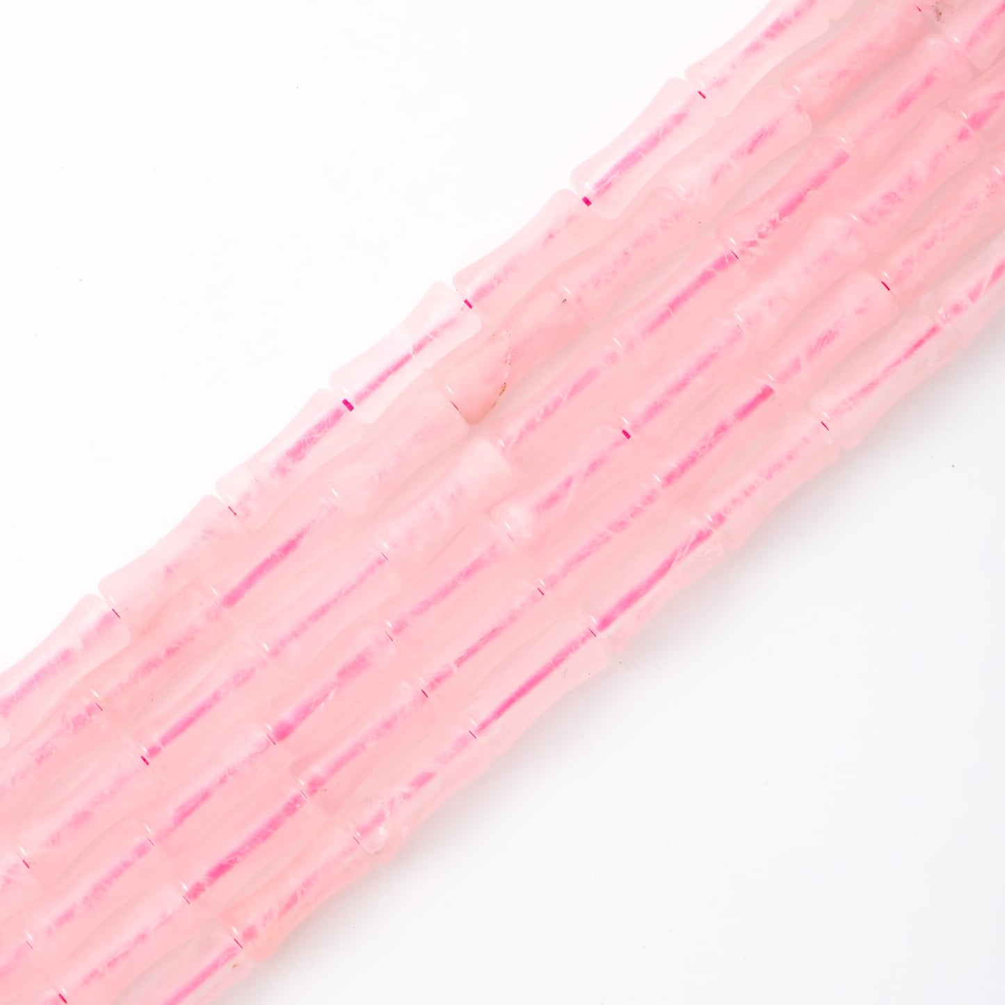 5x12mm Natural Rose Quartz Stone Bamboo Shape Gem Healing Energy Loose Spacer Beads for DIY Necklace Bracelet Earring