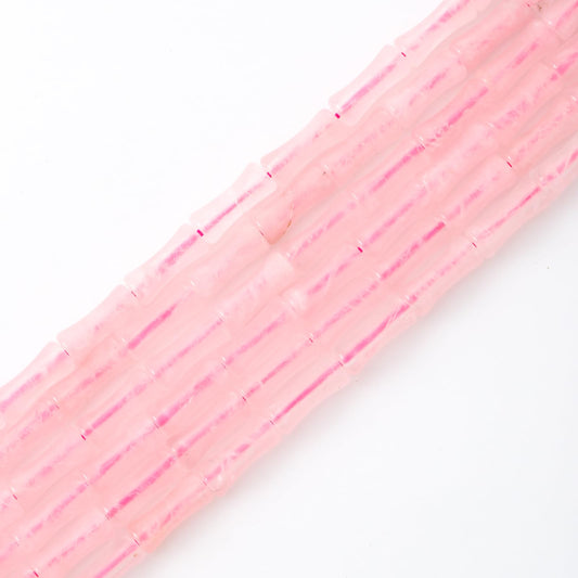 5x12mm Natural Rose Quartz Stone Bamboo Shape Gem Healing Energy Loose Spacer Beads for DIY Necklace Bracelet Earring