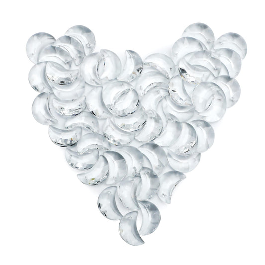 H&D HYALINE & DORA 50pcs 20mm Moon Shapes Crystal Pendant Suncatchers for Jewelry Making Bulk lot Necklace Earrings Bracelet Craft Findings Crystal Prisms for Chandeliers(Clear)