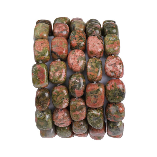 BEADIA Natural Unakite Cuboid Stone Loose Semi Gemstone Beads for Jewelry Making 8mmx12mm 38cm/Strand