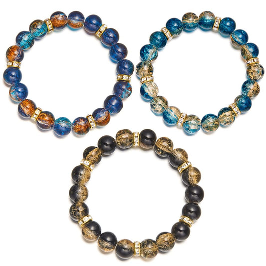 LANG XUAN Beaded Stretch Bracelets for Women Men Healing Crystal Stone Bracelet Bead Adjustable Unisex Gemstones Bracelets 10MM Weave Jewelry Gifts (3pcs Stretch)