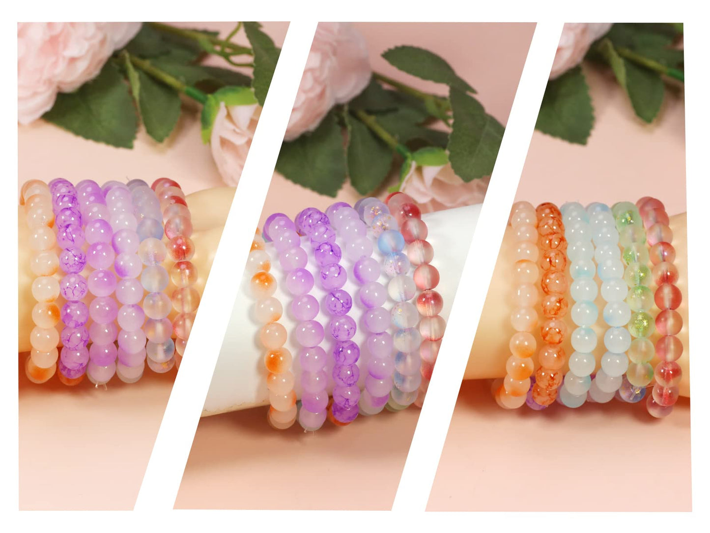 PAMIR TONG 1000PCS 8mm Glass Kit Set Round Beads Bulk,Imitative Jade Beads Kit, Bracelet Space Loose Beads for Jewelry Making Earring, Necklaces, DIY Crafts & Gifts #354