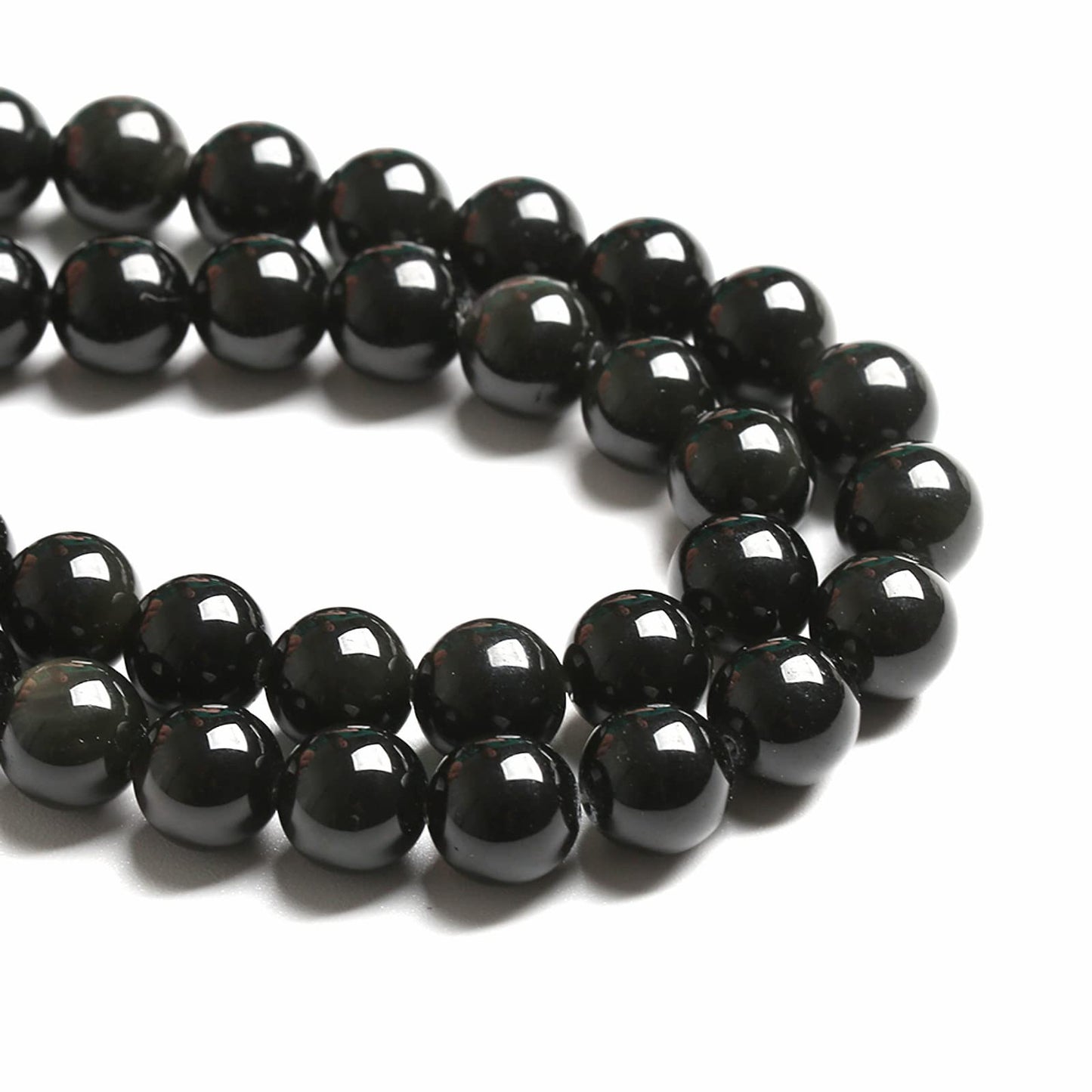 10MM 38PCS Natural Stone Black Obsidian Gemstone Loose Beads for Jewelry Making DIY Bracelet 1 Strand