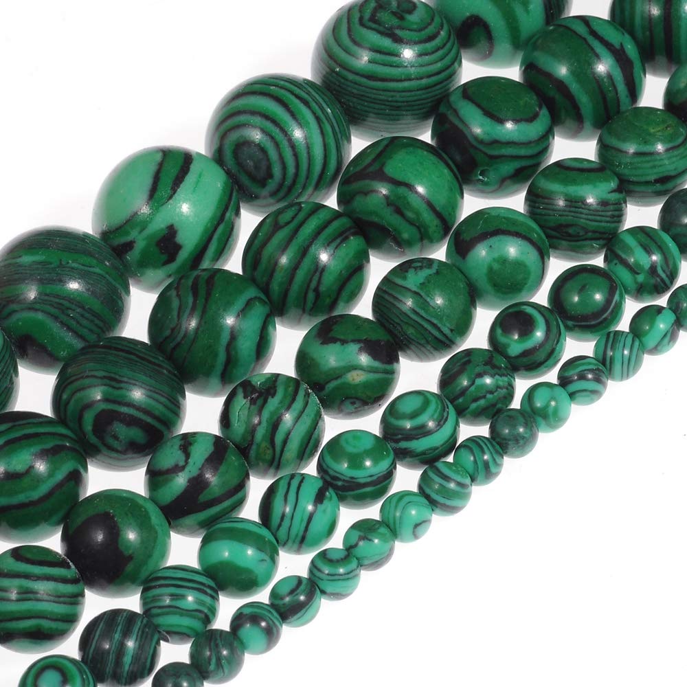 Natural Stone Beads 10mm Malachite Gemstone Round Loose Beads Crystal Energy Stone Healing Power for Jewelry Making DIY,1 Strand 15"