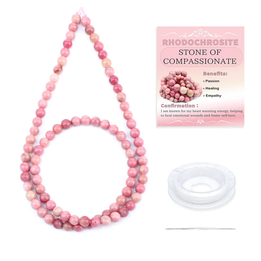 CMBYN Natural Stone Beads Round Genuine Real Stone Beading Strand Loose Gemstones DIY Smooth Bead for Bracelet Necklace Earrings Jewelry Making (Rhodochrosite, 4mm 90 Pieces)