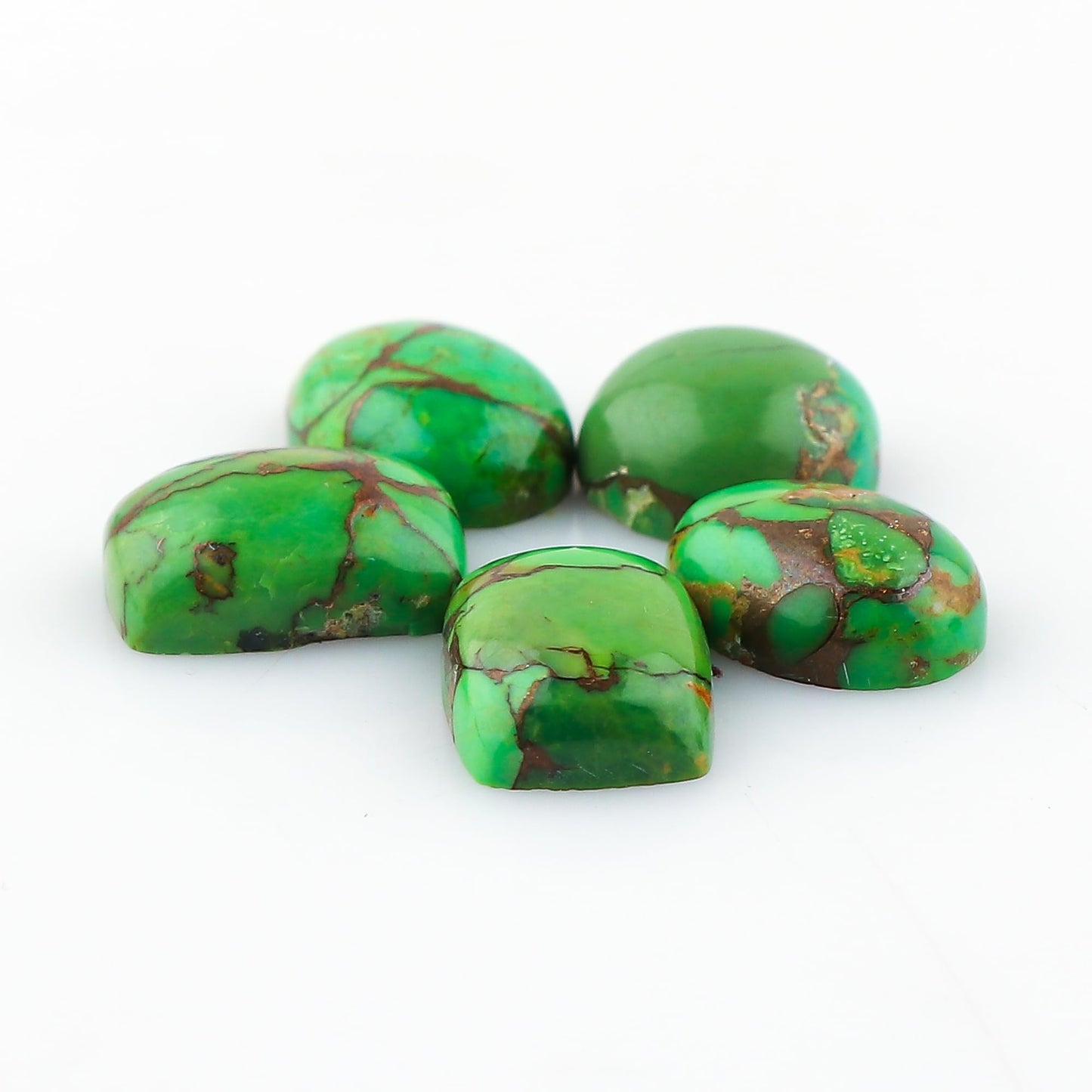 CRYSTALINES 5pcs, Wholesale Green Turquoise Cabochons, Genuine Polished Gemstones, Bulk Loose Stones Crystals Supplies, DIY Craft-Jewelry Making, Wire Wrapping, December Birthstone, Gem Collection