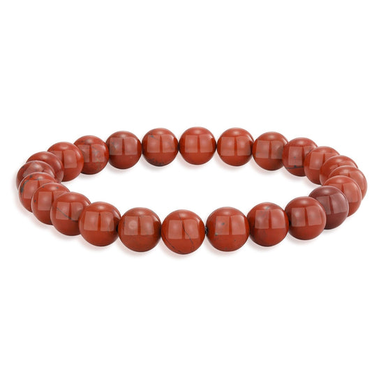 Crystal Vibe Red jasper Crystal Bracelet for Improving Focus and Relationships - Strengthen Love Life - 8mm Beaded Bracelet for Women Men - Elastic Adjustable Size