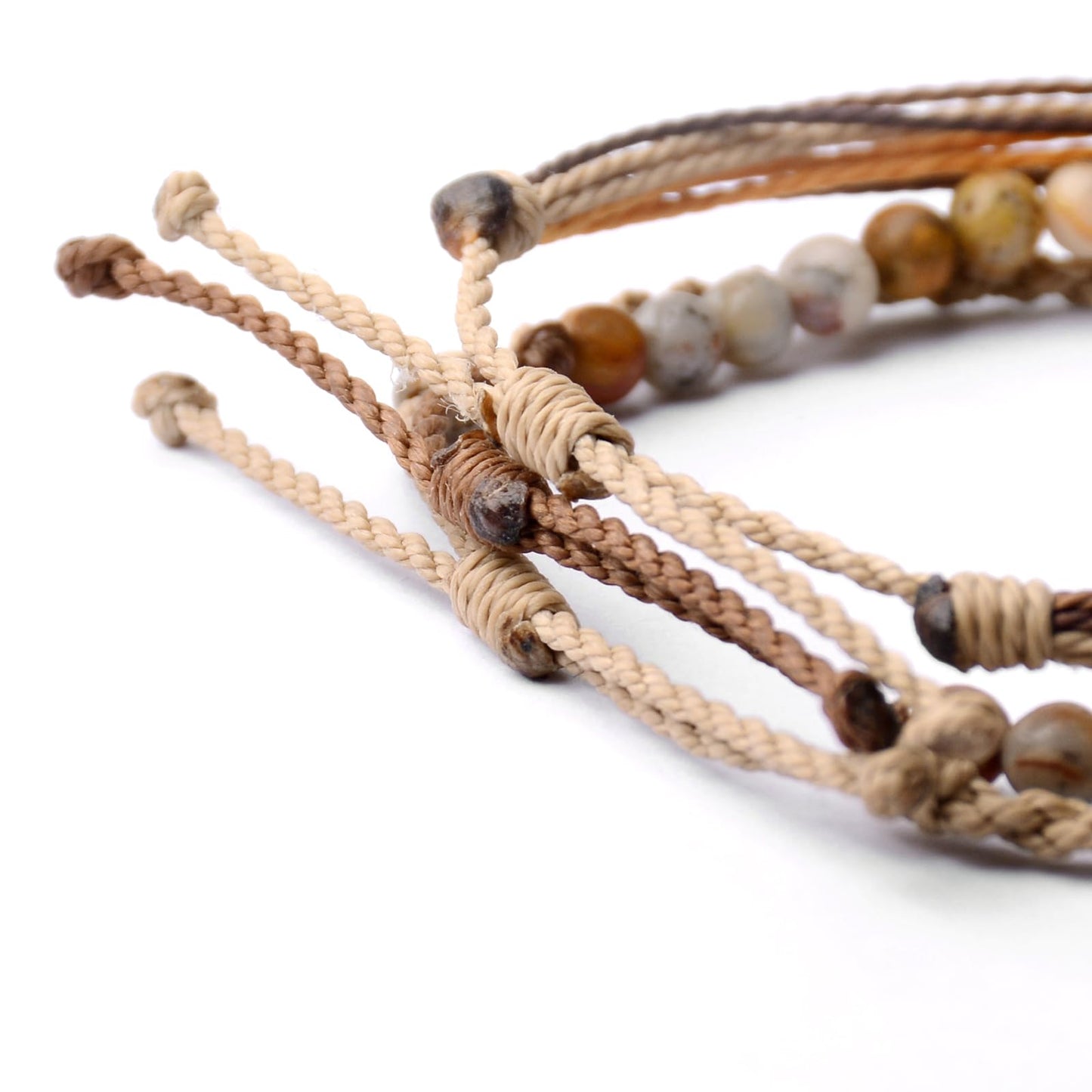 Handmade Natural Stone Beaded Healing Bracelet Gift for Men Adjustable Rope String Bracelet (Crazy Agate, Adjustable)