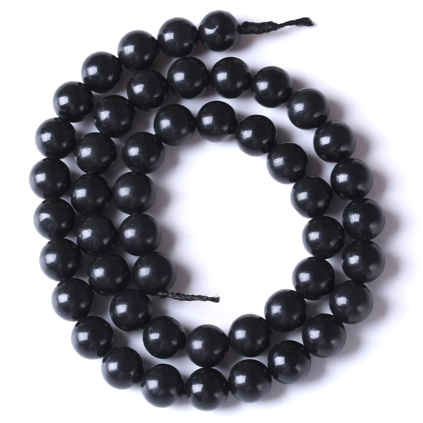 10MM 38PCS Natural Stone Shungite Beads Crystal Loose Beads for Jewelry Making DIY Bracelet