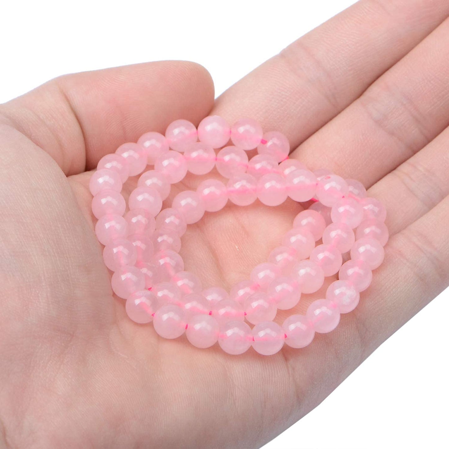 AD Beads Natural Gemstone Round Loose Beads 15" for Bracelet Necklace Earrings Jwelery Making Crafts DIY (6mm, Rose Quartz)