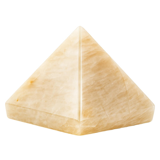 Amazing Gemstone Cream Moonstone Pyramid Crystal Healing Stones - 2" Great Pyramid Figurine of Natural Stone Pyramid for Meditation, Reiki, Chakra Balancing and Crystal Pyramids Grid
