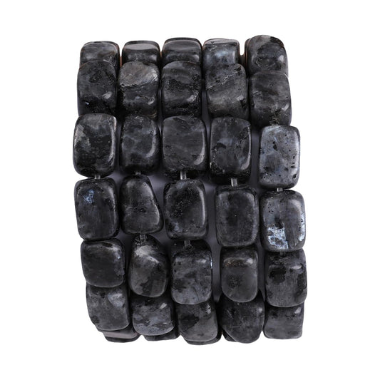 BEADIA Natural Black Spectrolite Cuboid Stone Loose Semi Gemstone Beads for Jewelry Making 8mmx12mm 38cm/Strand