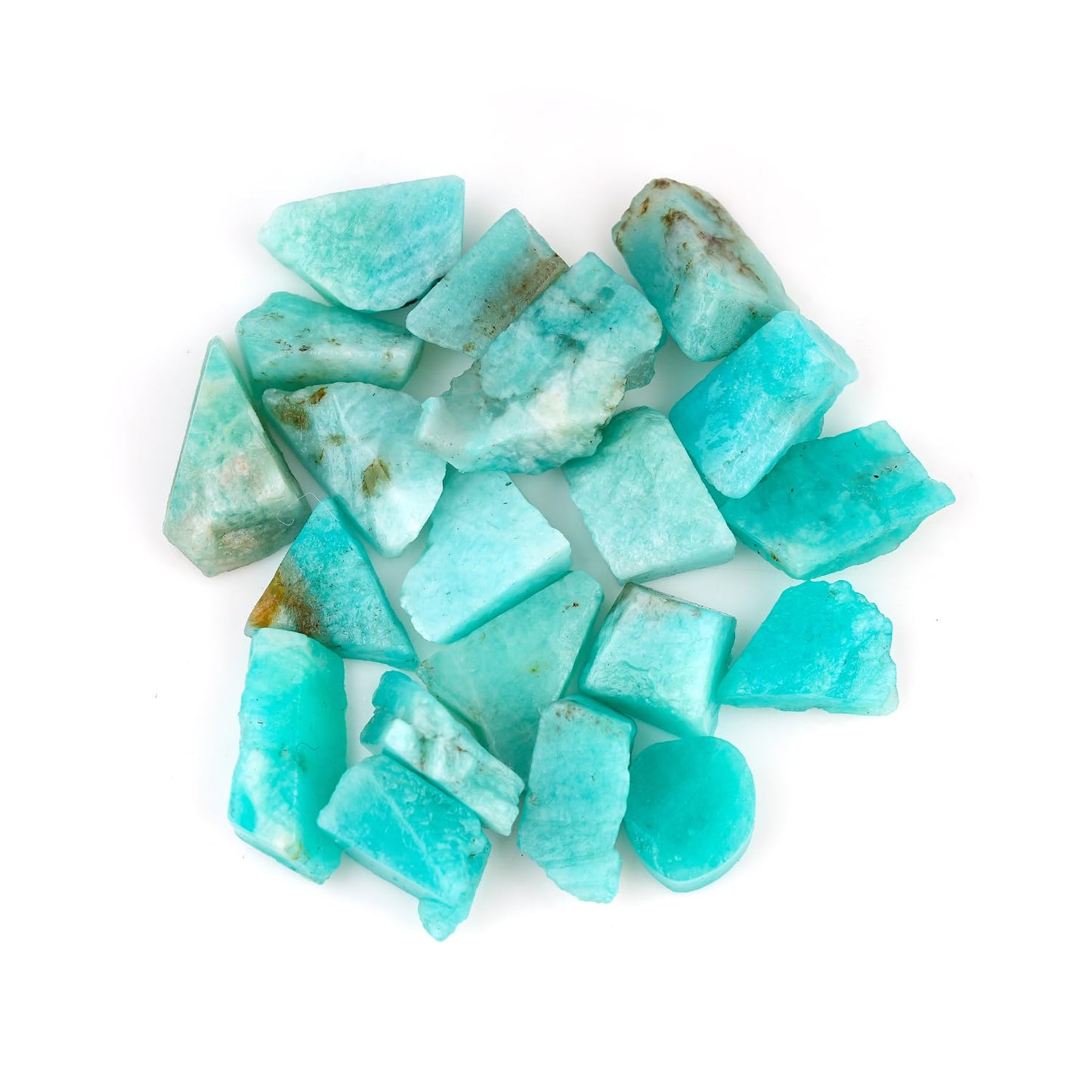 ColouredRocks 100 carats Green Amazonite Crystals, Raw Stones, Rough Gemstones, Jewelry Making Supply, Cabbing, Polishing, Cutting, DIY, Crafts (20pcs) (8-12mm)