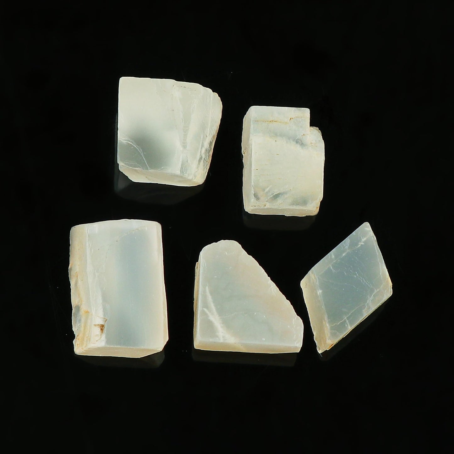 CRYSTALINES 5pcs, Wholesale Natural Raw White Moonstone Gemstone, Rough Stones Lot, Bulk Loose Supplies for Jewelry Making, DIY Crafts, Healing Crystals, June Birthstone, Gem Collection