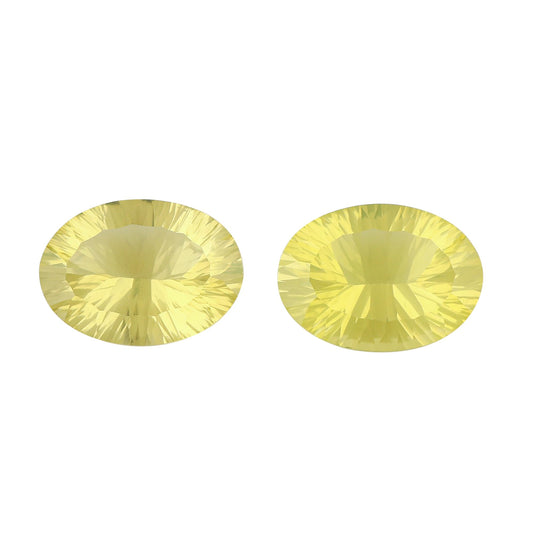 CRYSTALIS 2pcs AA+ Natural Lemon Quartz, Concave-Cut, Loose Gemstone Wholesale Bulk Cabochons Jewelry Making Supply, Chakra Healing Polished Stones, Wire Wrapping, DIY, Gem Collection, 18x12mm