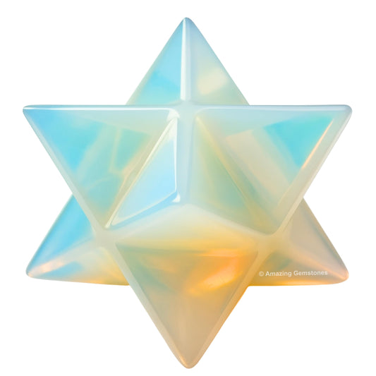 Amazing Gemstone Opalite Merkaba Crystal - 1 Inches Metaphysical Merkaba Star for Meditation - Energetic Tetrahedron Crystal and Healing Stones for Spiritual Growth and Healing (20-25mm)