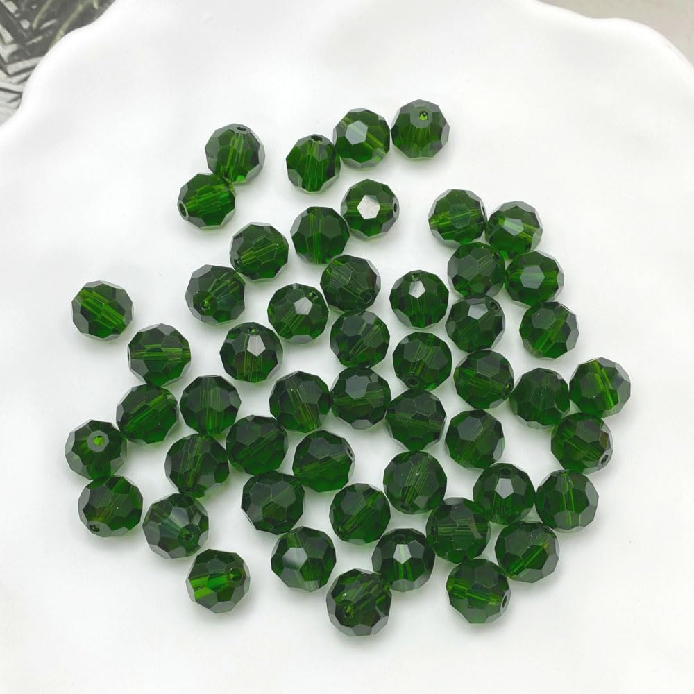 LIMAOLLY 250pcs 6mm Faceted Crystal Glass Beads Round Spacer Beads for Jewelry Making DIY Craft Making Necklace Bracelet Earring Wind Chimes Suncatchers Ornament(509-Emerald)