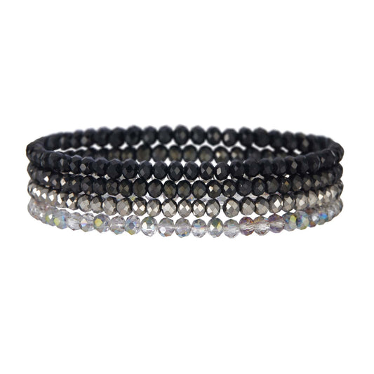 Noessla Beaded Boho Stretch Bracelet Colorful Stackable Crystal Beads Bracelets Trendy Costume Jewelry Mothers Day Gifts for Women(Black)