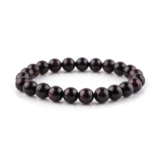 CRYSTALIS Red Garnet Bracelet for Boosting Love Drive-Confidence and Relationship - 8mm Beaded Bracelet for Women Men Unisex - Elastic Adjustable Size
