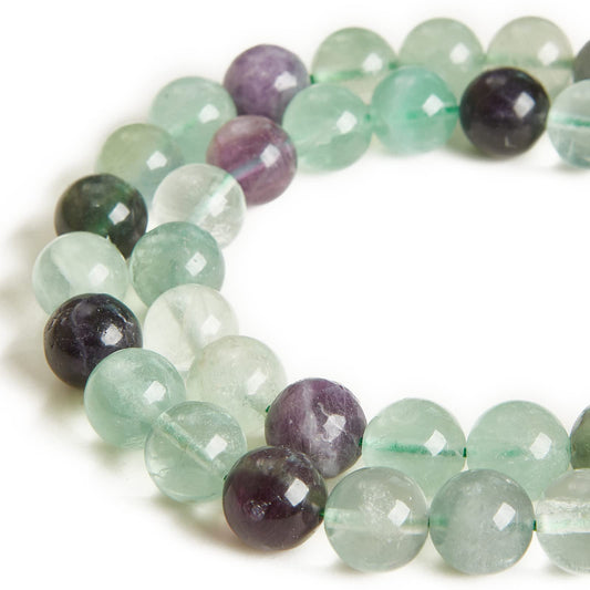 60pcs 6mm Fluorite Beads Natural Gemstone Beads Round Loose Beads for Jewelry Making