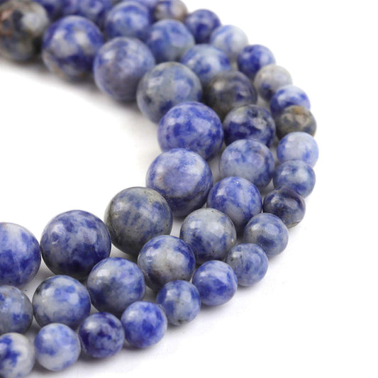 Filluck Natural Stone Beads 8mm Bule Sodalite Polished Round Smooth Gemstone Beads for Jewelry Making 15 Inch(Bule Sodalite,8mm)