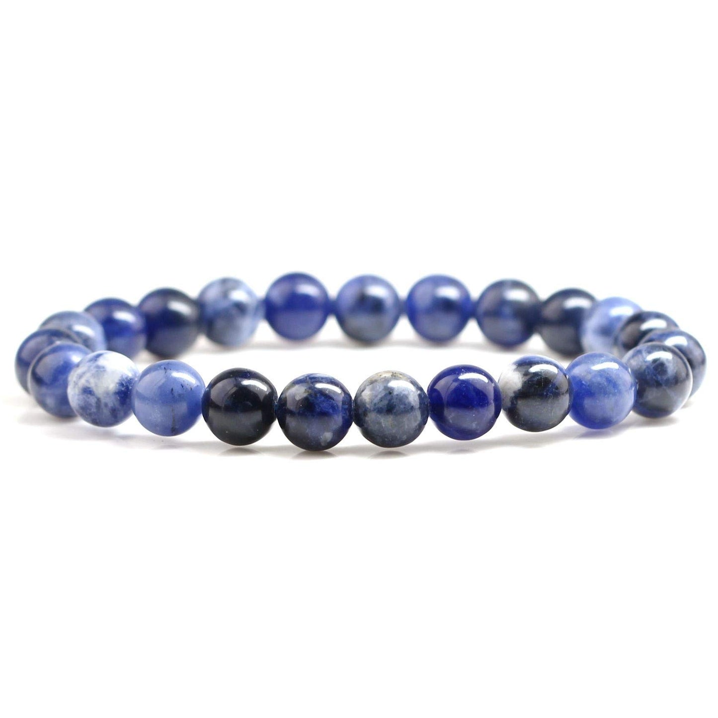 Clearain Natural Gemstones Bracelet 8mm Chakra Round Beads Energy Power Crystal Reiki Healing Elastic Stretch 7 Inch for Women Men Unisex(Sodalite)