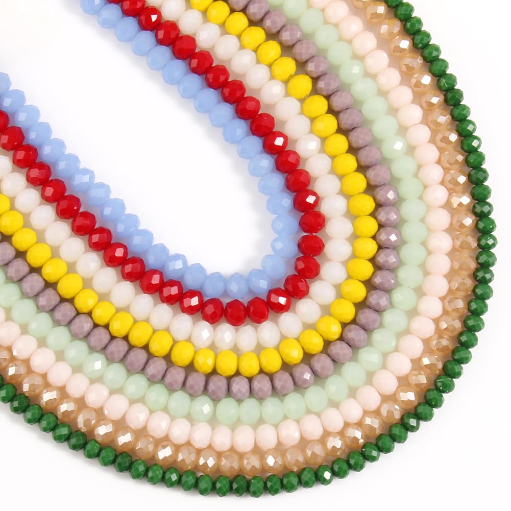 NITOPUPU 300pcs 8mm Crystal Glass Beads for Jewelry Making Faceted Rondelle Flat Porcelain Beads for Bracelets Necklace Earrings DIY Crafts (Champagne Porcelain Bead)