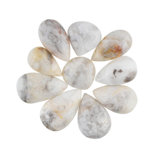 ColouredRocks (10pcs. (12-16MM.) WHITE CRAZY LACE AGATE, Mix Shape, Natural Cabochon Crystals, Loose Gemstone, Wholesale Polished Supply, Jewelry Making, DIY Craft, Gem Collection