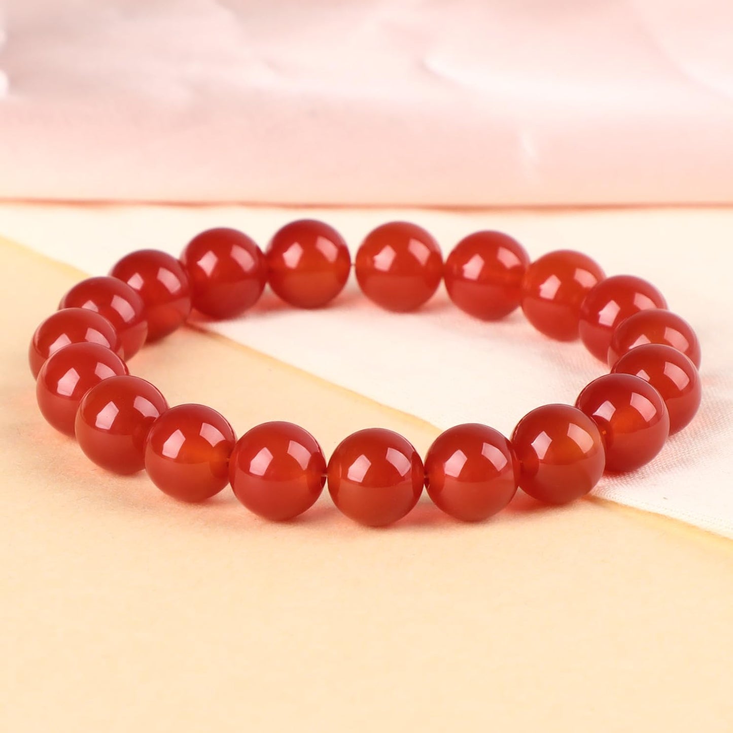 LPBeads Handmade Natural Gemstone Stretch Elastic 10mm Carnelian Bracelet Healing Crystal Round Stone Beads Jewelry Gifts for Women Men