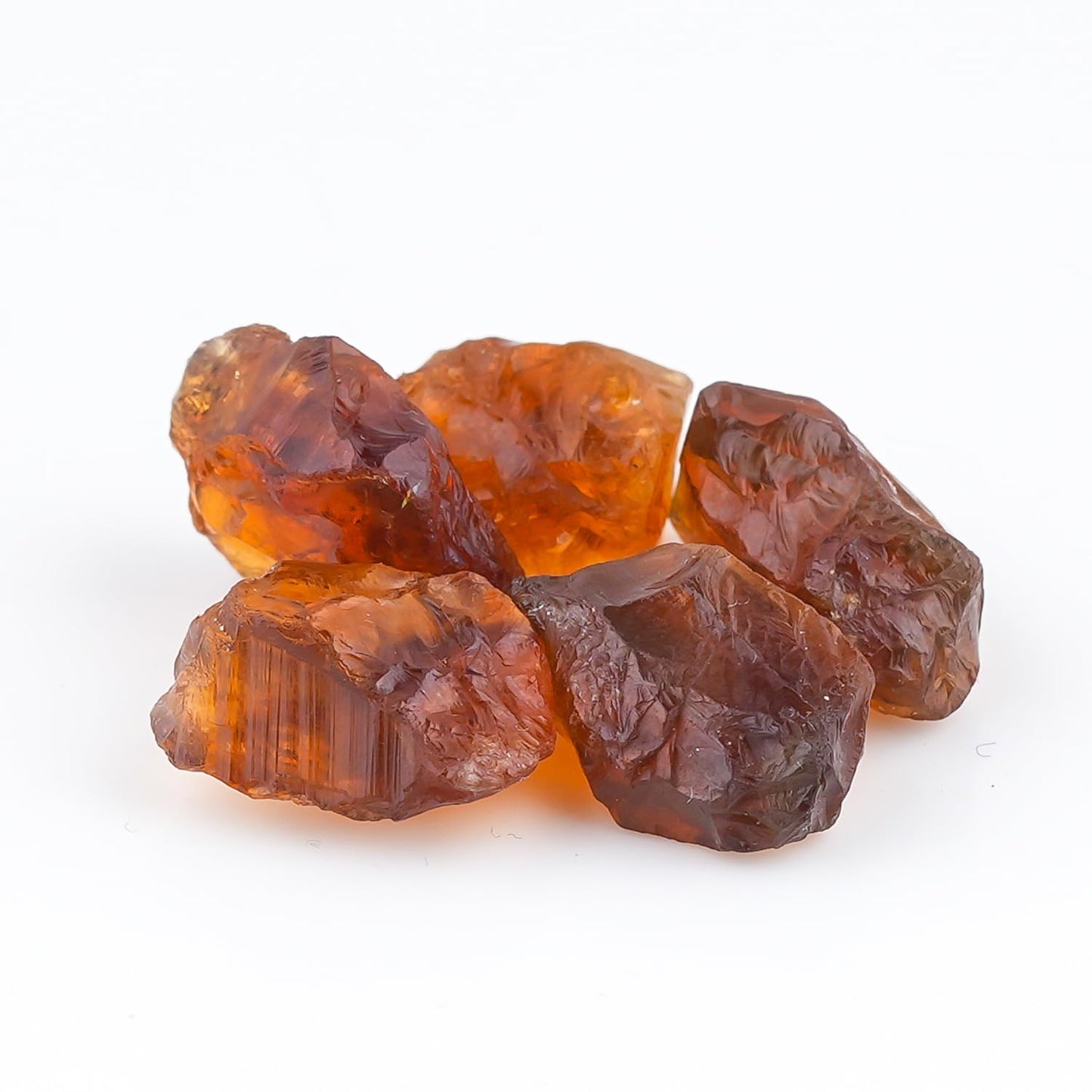 CRYSTALINES 5pcs, Whjolesale Genuine Raw Madeira Citrine Gemstone, Assorted Rough Stones, Bulk Loose Supplies, DIY-Jewelry Making, Chakra Healing Crystals, November Birthstone, Gem Collection